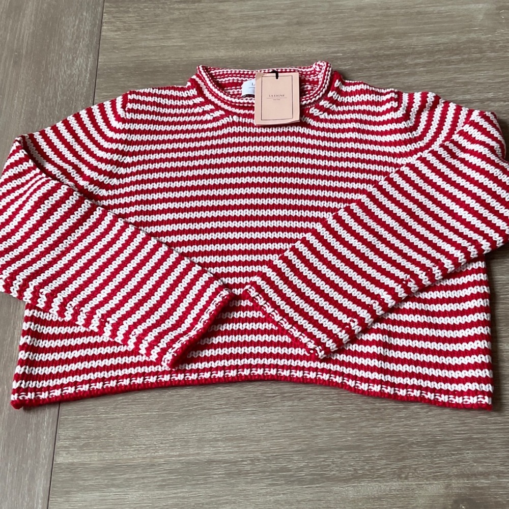 La Ligne Mini Marina Fine Stripe Sweater Red XL New With Tags - Picture 2 of 4